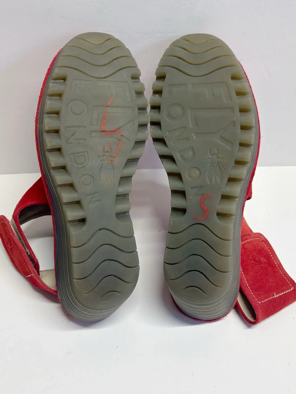 Fly London Yazu Women Red Suede EU 39 Wedge Peep Toe Slingback Sandal US 8.5 - Picture 6 of 6